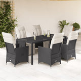 vidaXL 3-delige Bistroset met kussens poly rattan zwart