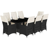vidaXL 7-delige Tuinset met kussens poly rattan zwart
