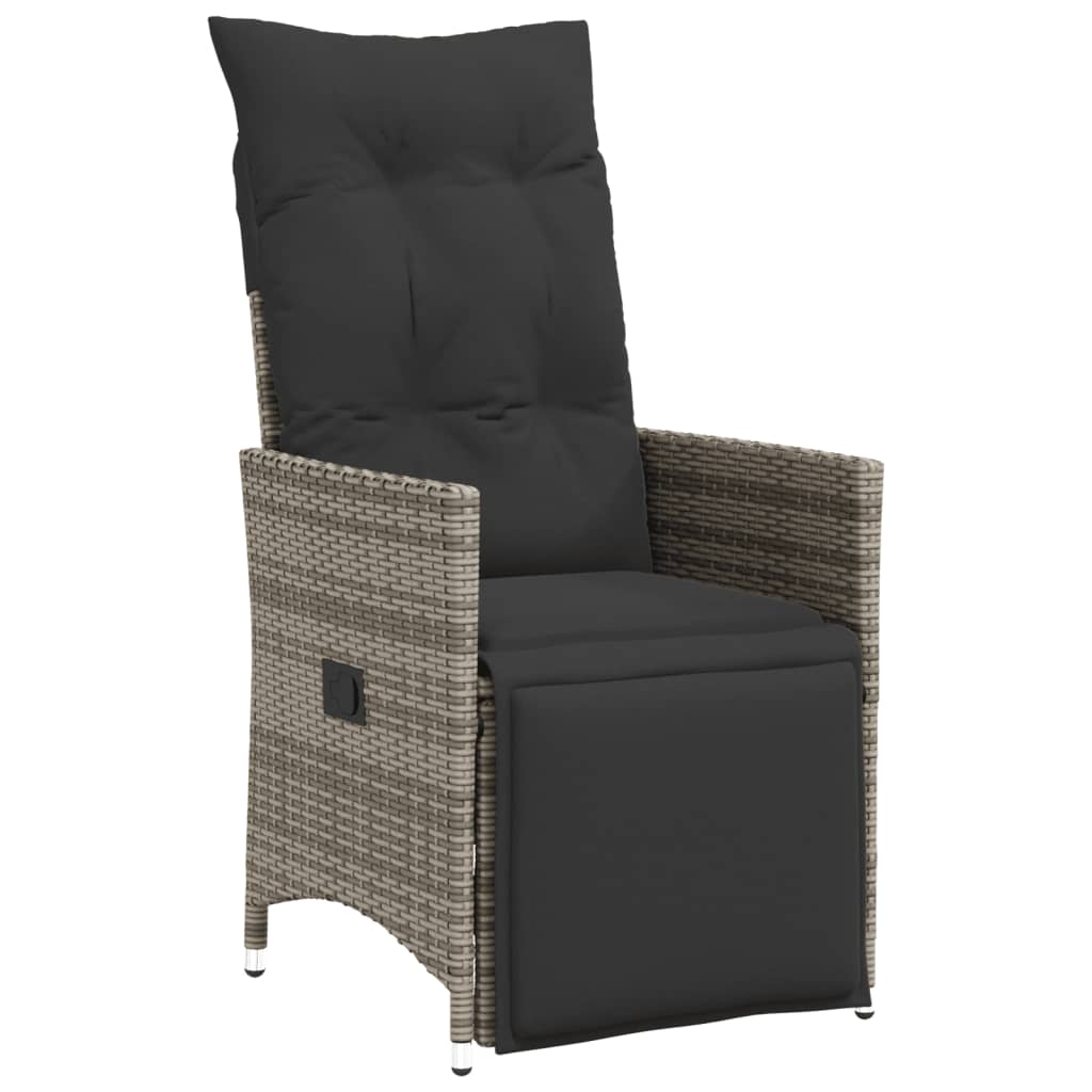 vidaXL 3-delige Bistroset met kussens poly rattan grijs