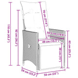 vidaXL 3-delige Bistroset met kussens poly rattan grijs