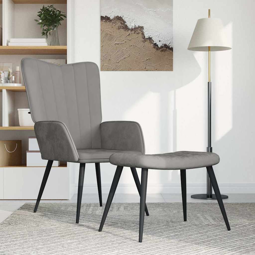 vidaXL Relaxstoel fluweel lichtgrijs