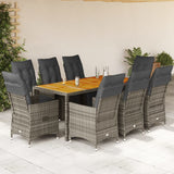 vidaXL 3-delige Bistroset met kussens poly rattan grijs