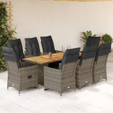 vidaXL 3-delige Bistroset met kussens poly rattan grijs