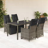 vidaXL 3-delige Bistroset met kussens poly rattan grijs