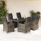 vidaXL 3-delige Bistroset met kussens poly rattan grijs