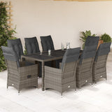 vidaXL 3-delige Bistroset met kussens poly rattan grijs