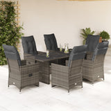 vidaXL 3-delige Bistroset met kussens poly rattan grijs