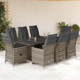 vidaXL 3-delige Bistroset met kussens poly rattan grijs