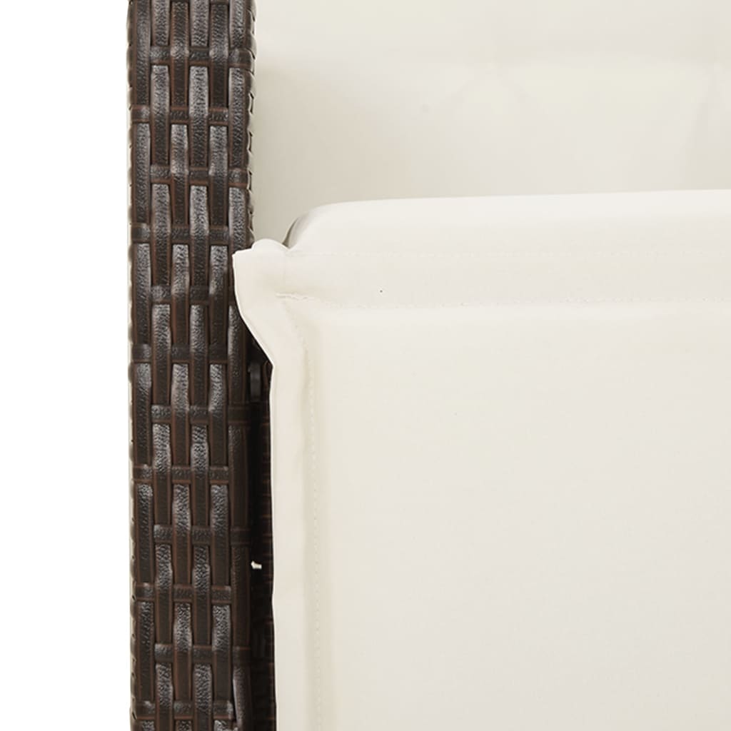 vidaXL 3-delige Bistroset met kussens poly rattan bruin