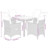 vidaXL 3-delige Bistroset met kussens poly rattan bruin