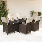 vidaXL 3-delige Bistroset met kussens poly rattan bruin