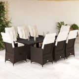 vidaXL 3-delige Bistroset met kussens poly rattan bruin