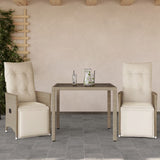 vidaXL 3-Piece Bistro Set with Cushions Poly Rattan Beige