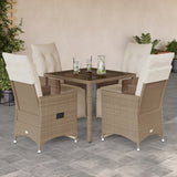 vidaXL 3-Piece Bistro Set with Cushions Poly Rattan Beige