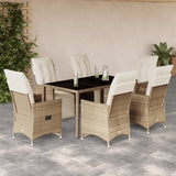 vidaXL 3-Piece Bistro Set with Cushions Poly Rattan Beige