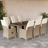 vidaXL 3-Piece Bistro Set with Cushions Poly Rattan Beige