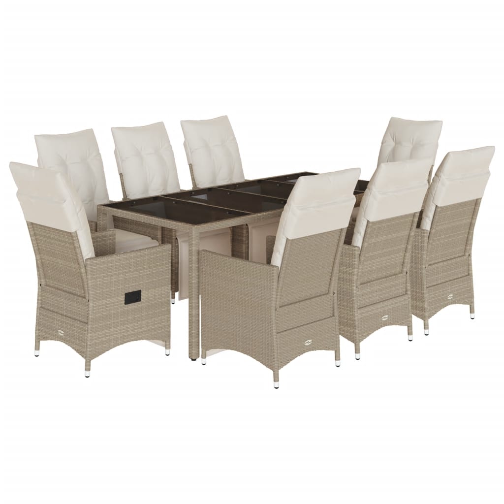 vidaXL 3-Piece Bistro Set with Cushions Poly Rattan Beige