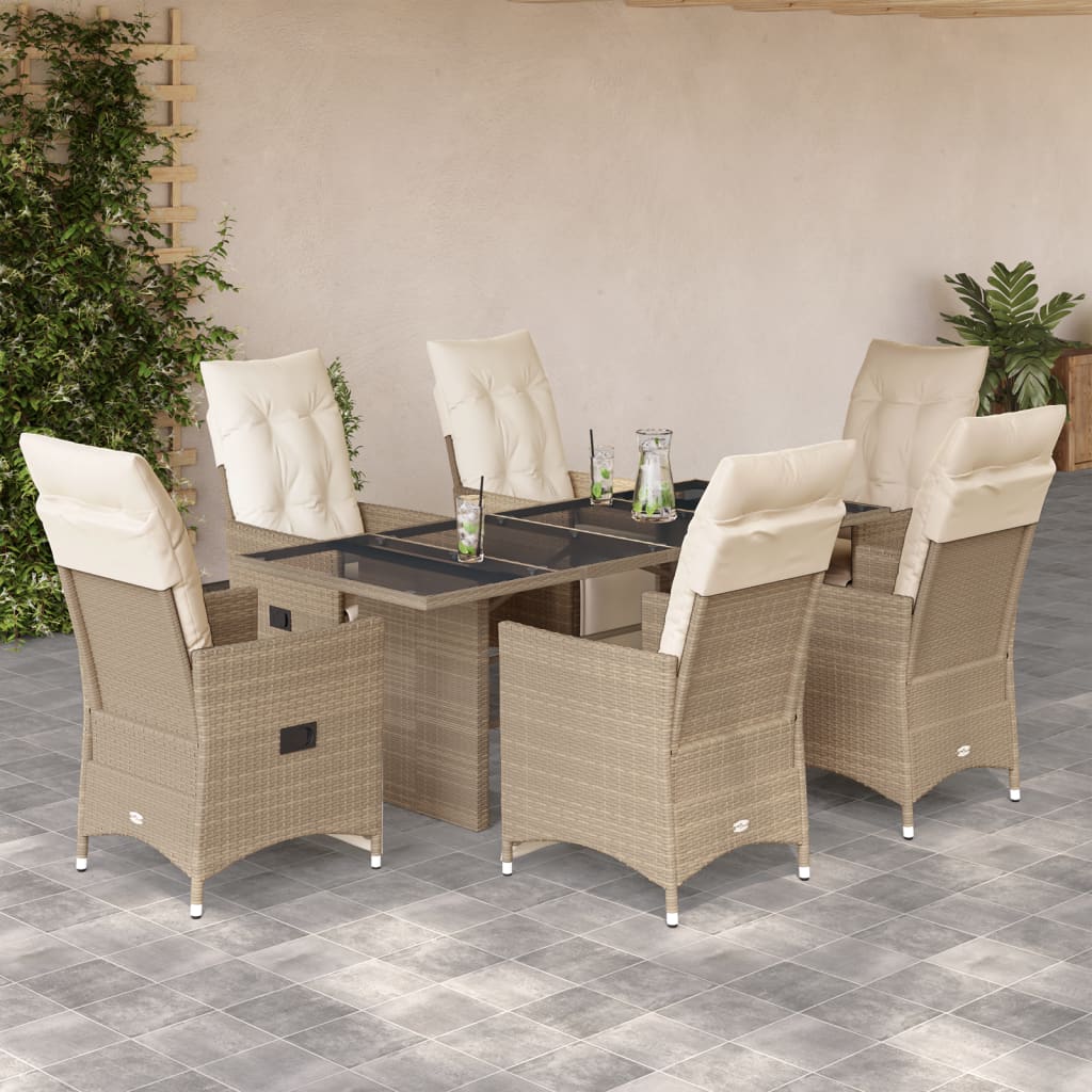 vidaXL 3-Piece Bistro Set with Cushions Poly Rattan Beige