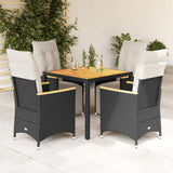 vidaXL 3-delige Bistroset met kussens poly rattan zwart