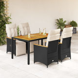 vidaXL 3-delige Bistroset met kussens poly rattan zwart