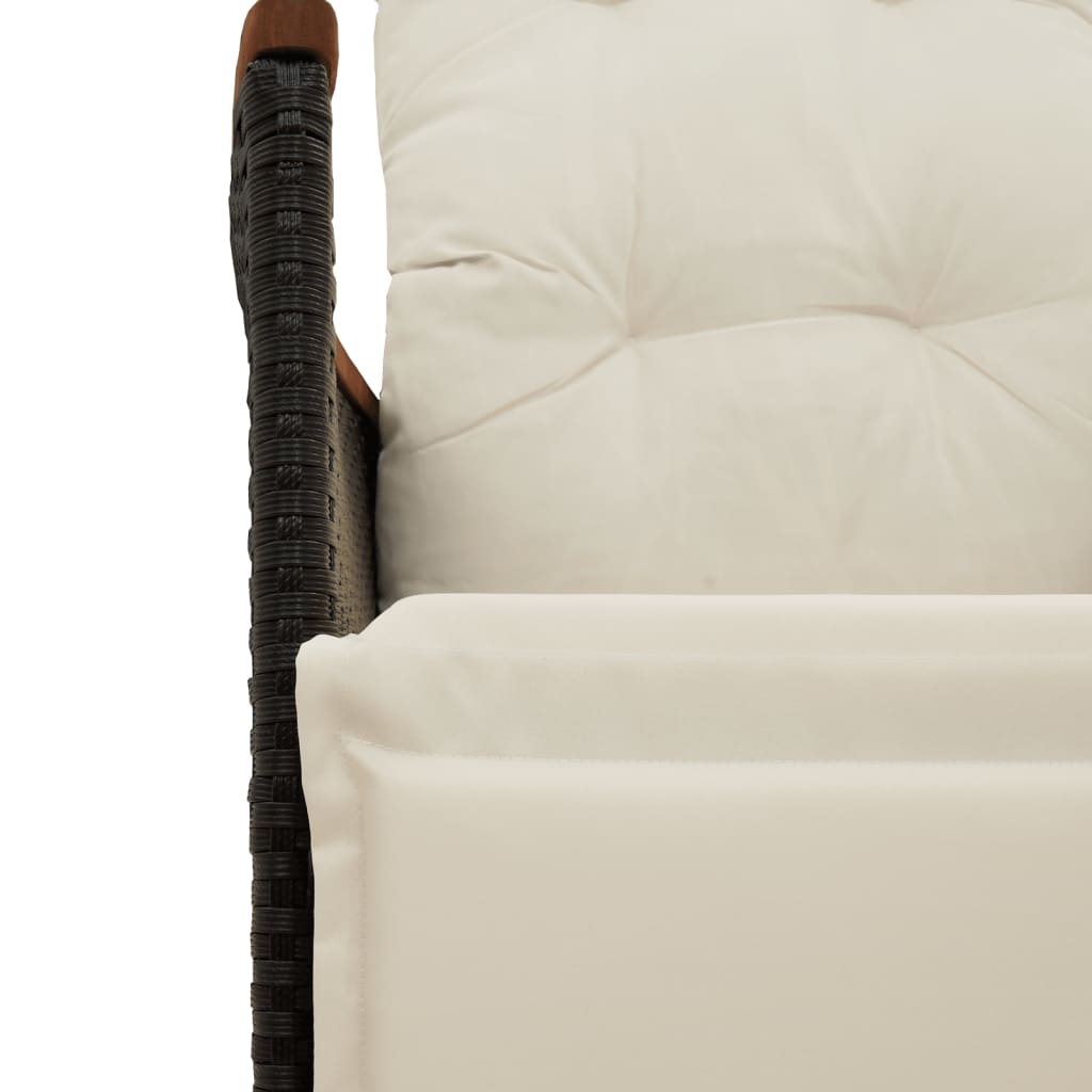 vidaXL 3-delige Bistroset met kussens poly rattan zwart