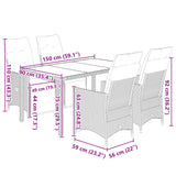 vidaXL 3-delige Bistroset met kussens poly rattan zwart