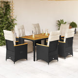 vidaXL 3-delige Bistroset met kussens poly rattan zwart