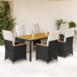vidaXL 3-delige Bistroset met kussens poly rattan zwart