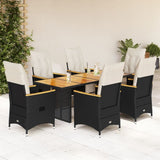 vidaXL 3-delige Bistroset met kussens poly rattan zwart