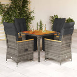 vidaXL 3-delige Bistroset met kussens poly rattan zwart