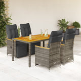 vidaXL 3-delige Bistroset met kussens poly rattan zwart