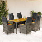vidaXL 3-delige Bistroset met kussens poly rattan zwart