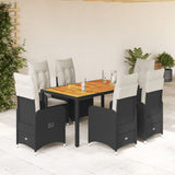 vidaXL 3-delige Bistroset met kussens poly rattan zwart