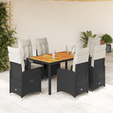 vidaXL 3-delige Bistroset met kussens poly rattan zwart