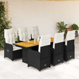 vidaXL 3-delige Bistroset met kussens poly rattan zwart