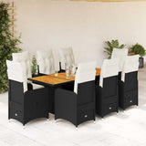 vidaXL 3-delige Bistroset met kussens poly rattan zwart