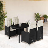vidaXL 3-delige Bistroset met kussens poly rattan zwart
