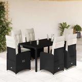 vidaXL 3-delige Bistroset met kussens poly rattan zwart