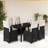 vidaXL 3-delige Bistroset met kussens poly rattan zwart