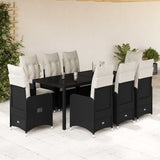vidaXL 3-delige Bistroset met kussens poly rattan zwart