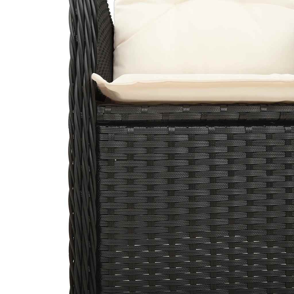 vidaXL 3-delige Bistroset met kussens poly rattan zwart