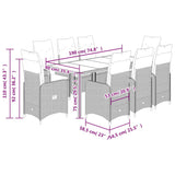 vidaXL 3-delige Bistroset met kussens poly rattan zwart