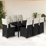 vidaXL 3-delige Bistroset met kussens poly rattan zwart