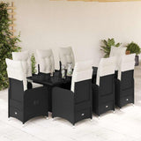 vidaXL 3-delige Bistroset met kussens poly rattan zwart