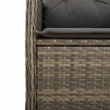 vidaXL 3-delige Bistroset met kussens poly rattan grijs