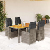 vidaXL 3-delige Bistroset met kussens poly rattan grijs