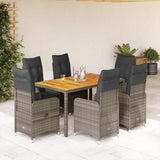 vidaXL 3-delige Bistroset met kussens poly rattan grijs