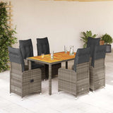 vidaXL 3-delige Bistroset met kussens poly rattan grijs