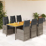 vidaXL 3-delige Bistroset met kussens poly rattan grijs