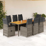 vidaXL 3-delige Bistroset met kussens poly rattan grijs